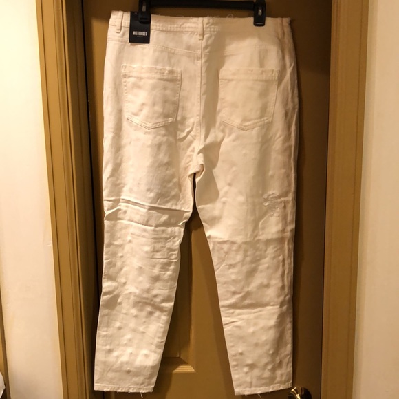 Missguided white pearl high waist mom jeans 12 - Picture 3 of 5